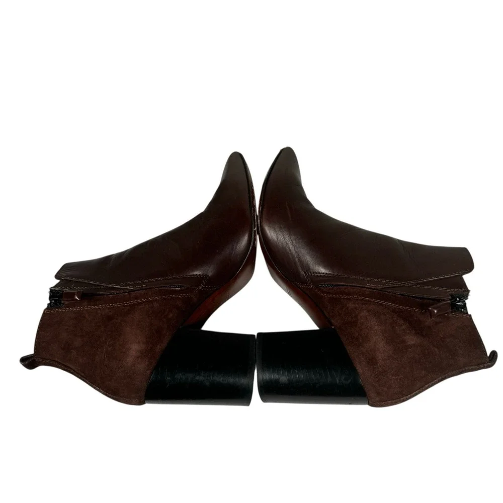 Costume National Womens Sz 37 EUR Brown‎ Leather Zip Buckle Ankle Boots Booties
